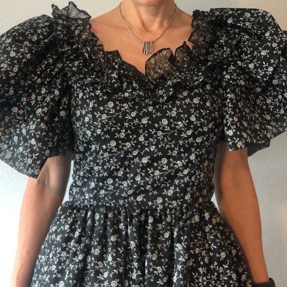 GUNNE SAX JESSICA MCCLINTOCK VINTAGE FLORAL MAXI PRAIRIE PROM DRESS - Picture 5 of 16